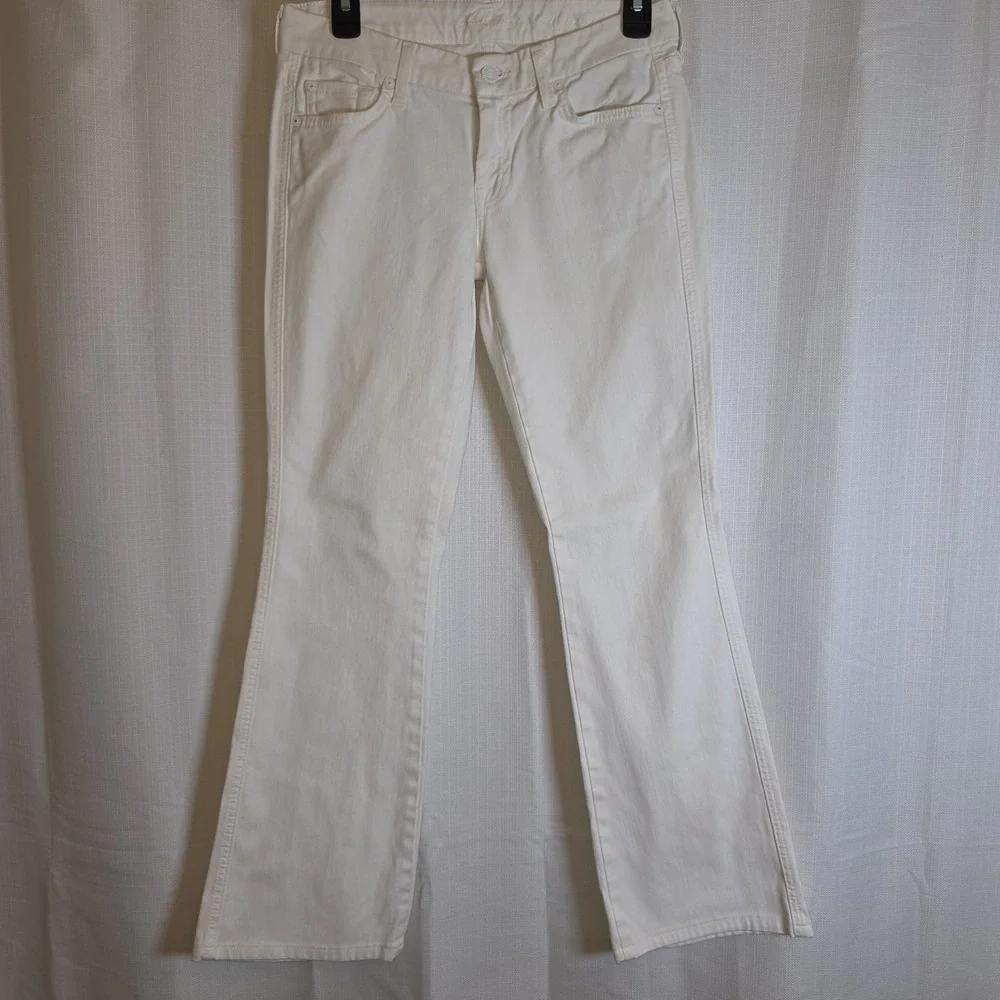 7 For All Mankind A Pocket Flare‎ Jeans White LowRise Size 26 Y2k